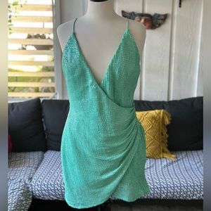 Mint Green Backless Sequin Party dress